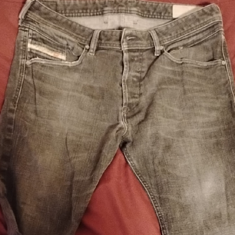 Diesel Men's Washed Gray Slim Straight Jeans
